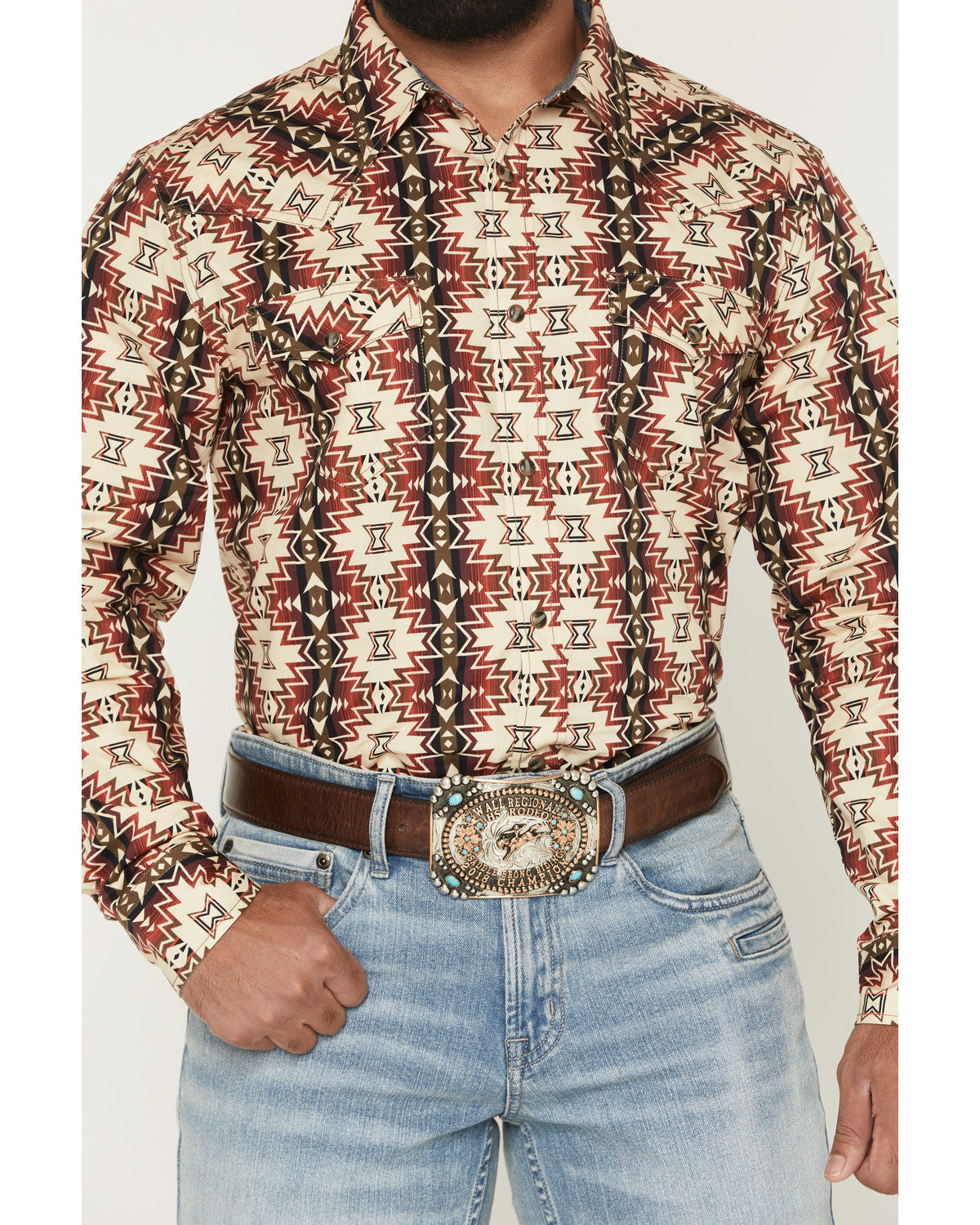 Cody James Men's Thatcher Southwestern Print Long Sleeve Snap Western