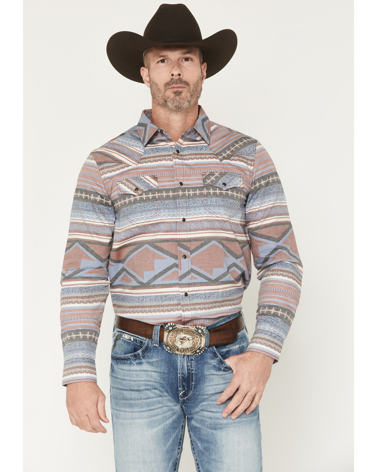 Cody James Men's Mountain Ranger Southwestern Striped Long Sleeve Snap