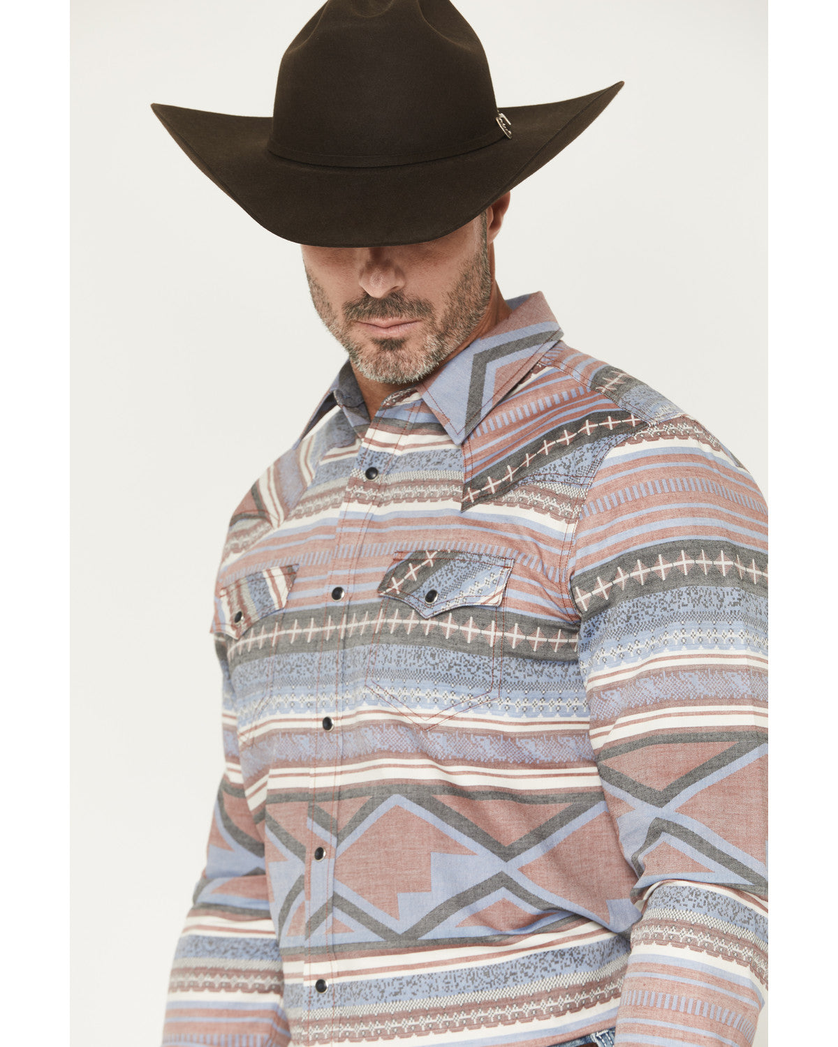 Cody James Men's Mountain Ranger Southwestern Striped Long Sleeve Snap