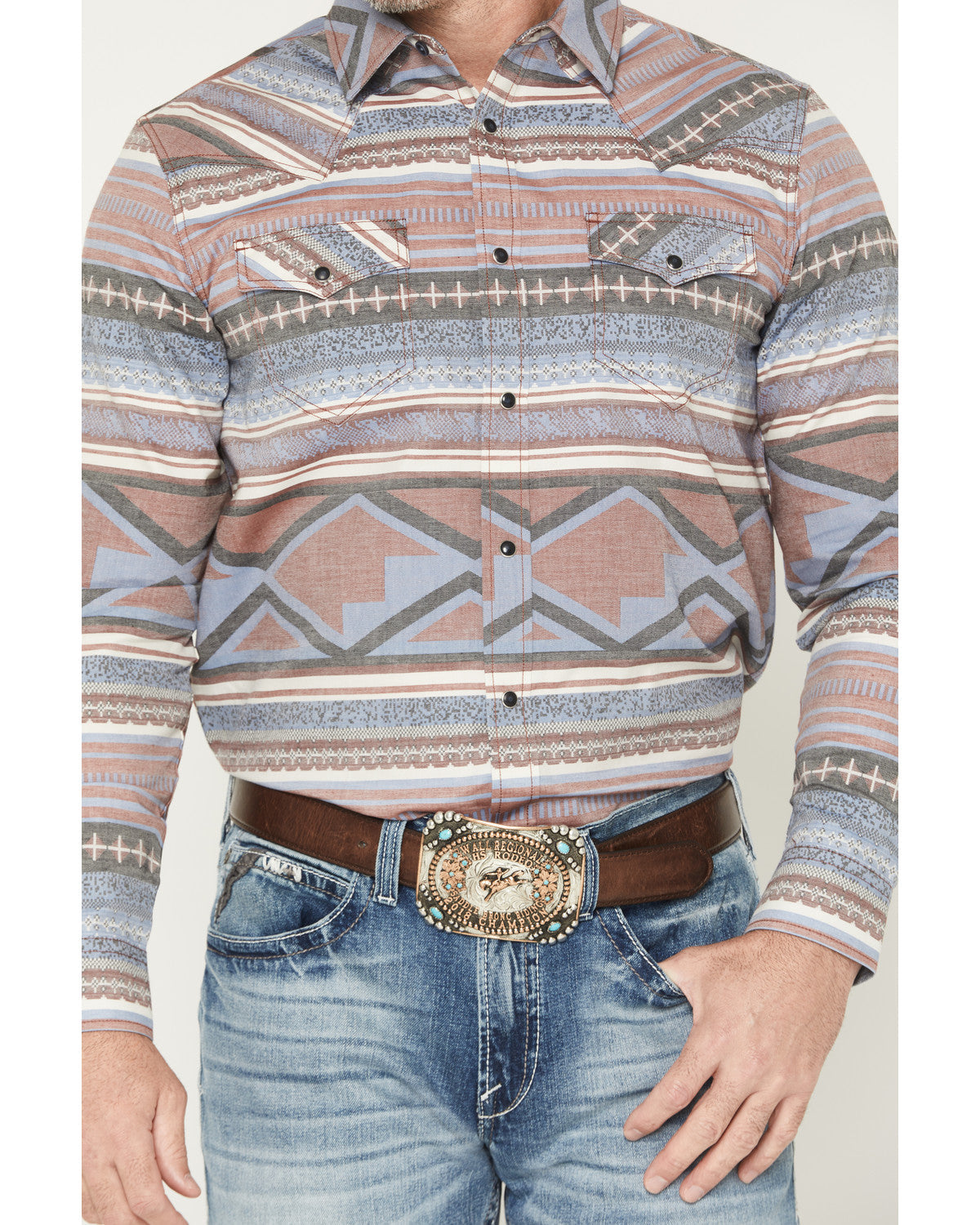 Cody James Men's Mountain Ranger Southwestern Striped Long Sleeve Snap