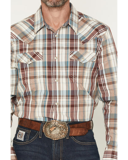 Cody James Men's Ridge Rider Plaid Print Long Sleeve Snap Western Shir
