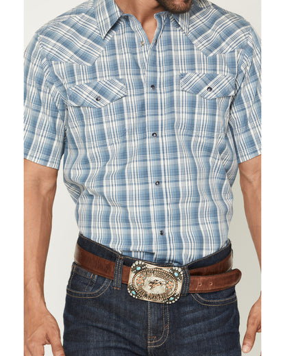 Cody James Men's Briggs Plaid Print Short Sleeve Snap Western Shirt