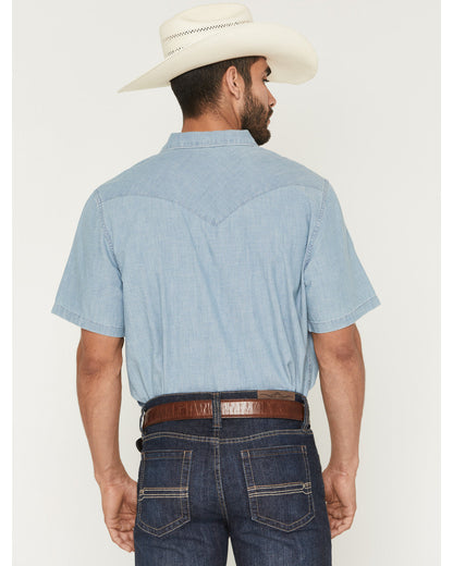 Cody James Men's Horizon Chambray Light Wash Short Sleeve Snap Western