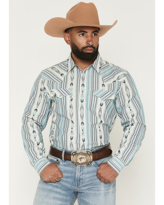 Cody James Men's Heath Southwestern Striped Long Sleeve Snap Stretch W