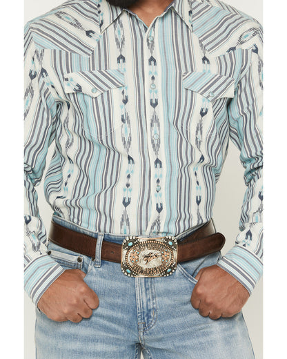 Cody James Men's Heath Southwestern Striped Long Sleeve Snap Stretch W