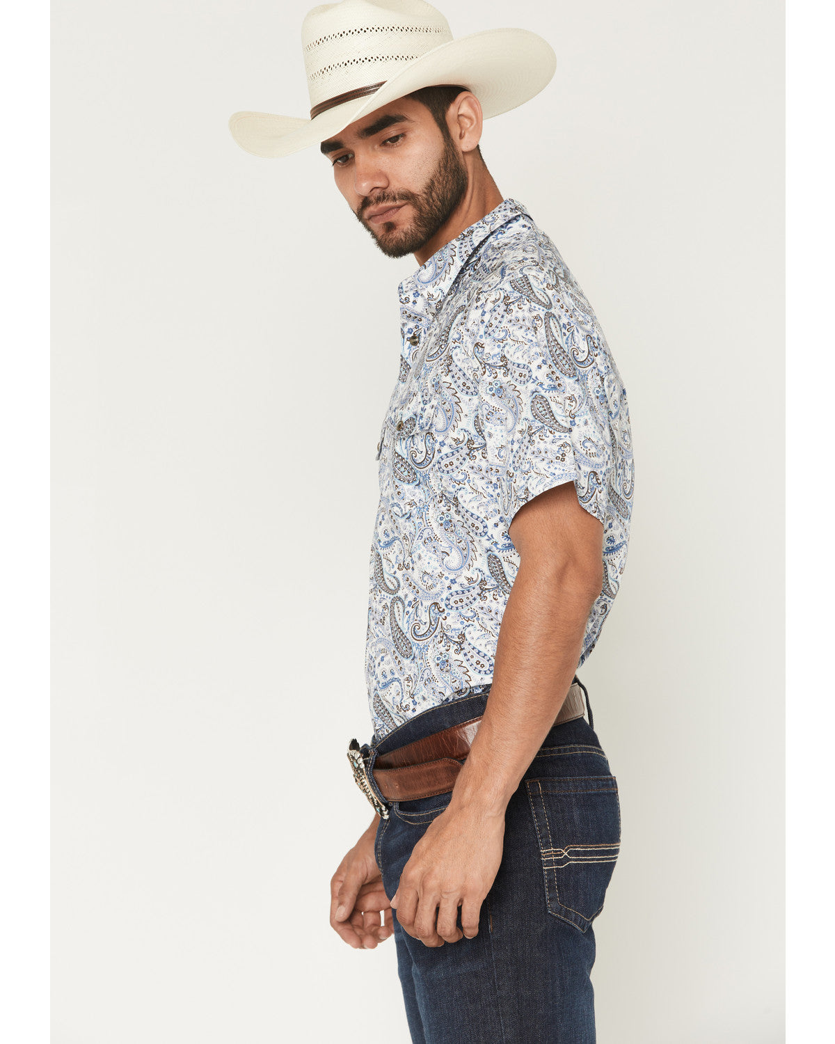 Cody James Men's Ryder Paisley Print Short Sleeve Snap Western Shirt