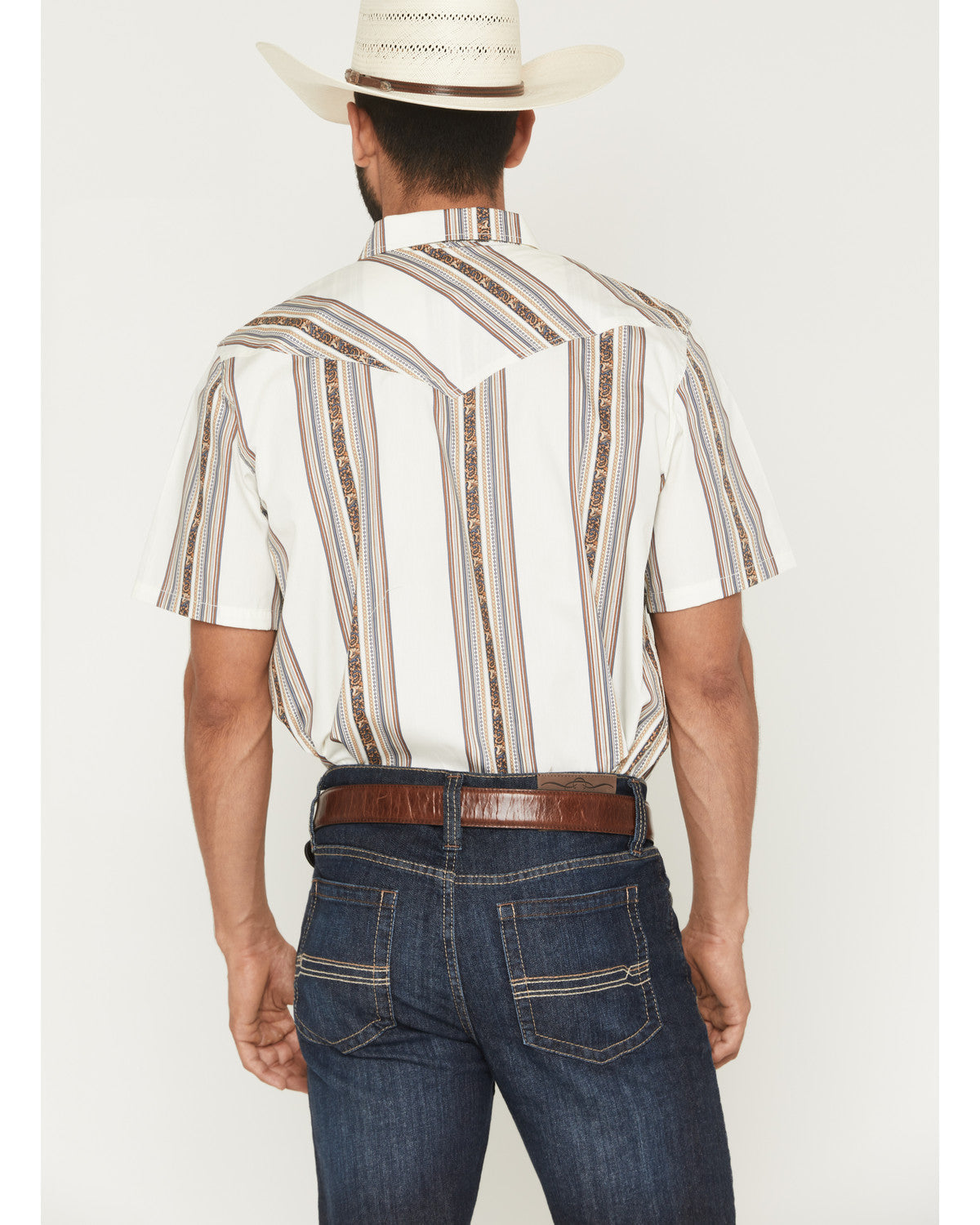 Cody James Men's Atticus Stripe Print Short Sleeve Snap Western Shirt