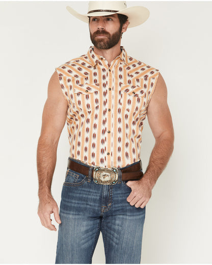 Cody James Men's Saint Southwestern Stripe Print Sleeveless Snap Weste