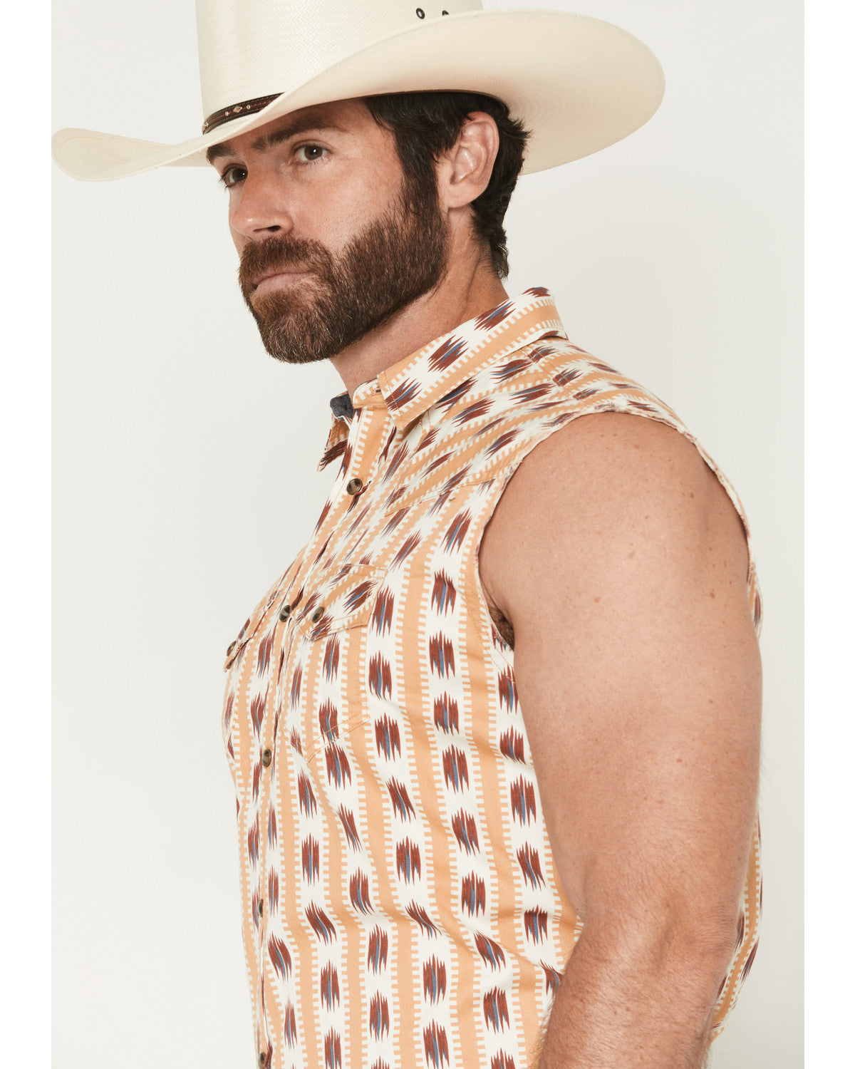 Cody James Men's Saint Southwestern Stripe Print Sleeveless Snap Weste