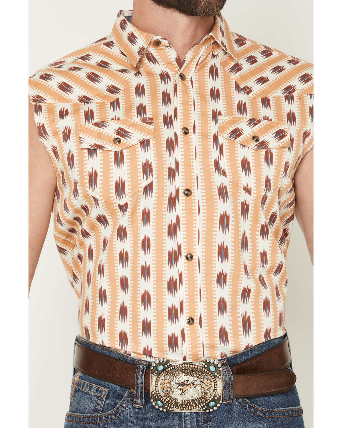 Cody James Men's Saint Southwestern Stripe Print Sleeveless Snap Weste