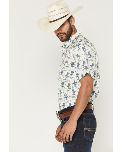 Cody James Men's Amos BBQ Western Print Short Sleeve Snap Western Shir