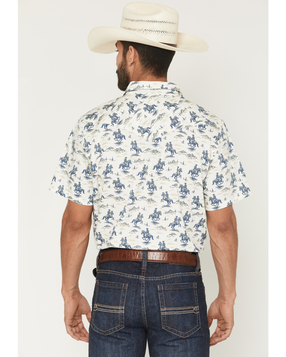 Cody James Men's Amos BBQ Western Print Short Sleeve Snap Western Shir