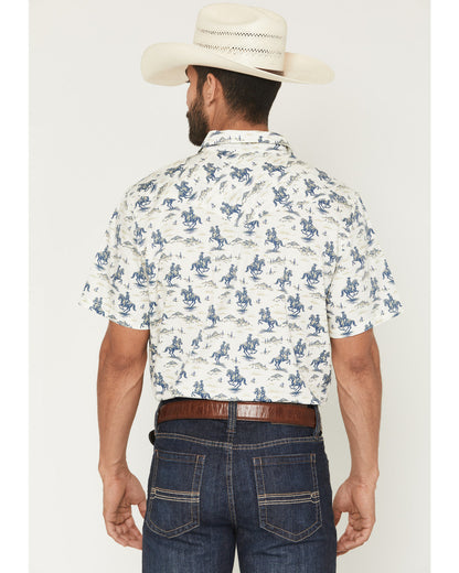 Cody James Men's Amos BBQ Western Print Short Sleeve Snap Western Shir