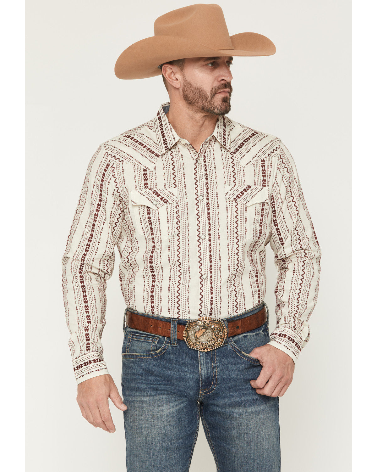 Cody James Men's Warhunt Dobby Striped Long Sleeve Snap Western Shirt
