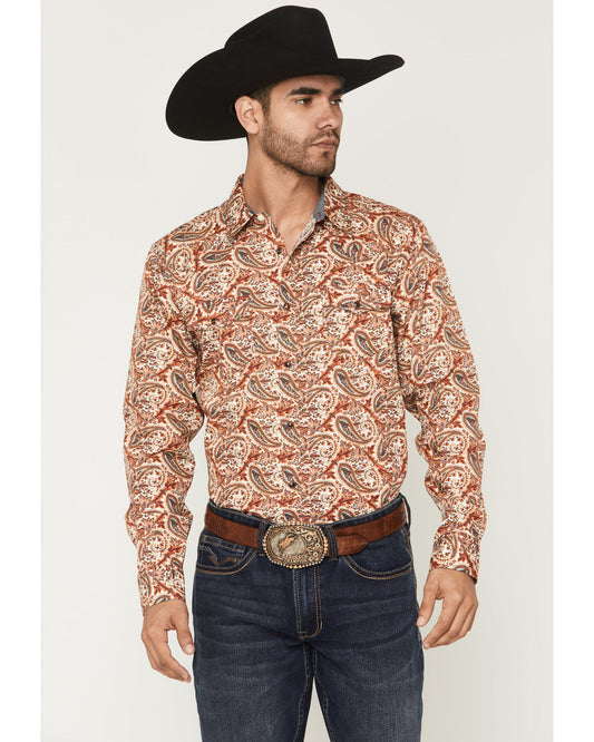 Cody James Men's Cowboy Boogie Paisley Print Long Sleeve Snap Western