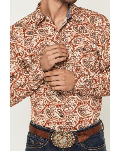 Cody James Men's Cowboy Boogie Paisley Print Long Sleeve Snap Western