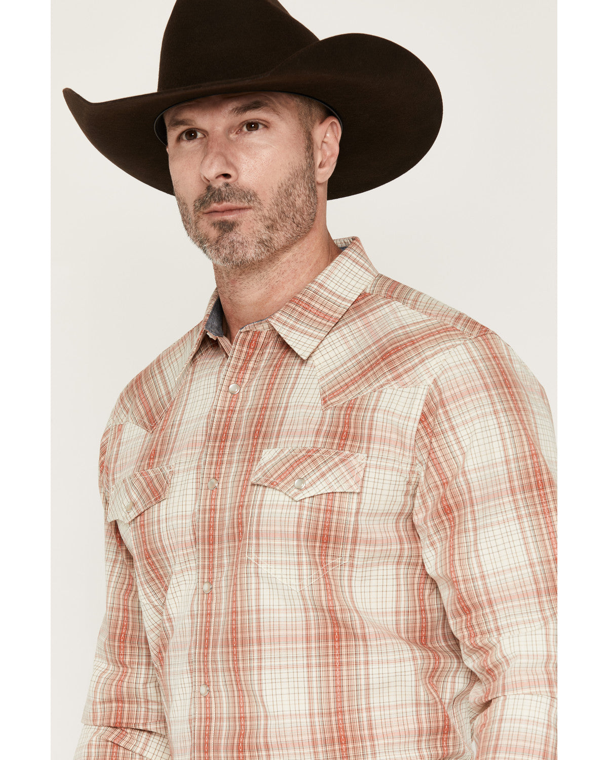 Cody James Men's Legend Dobby Plaid Print Long Sleeve Snap Western Shi