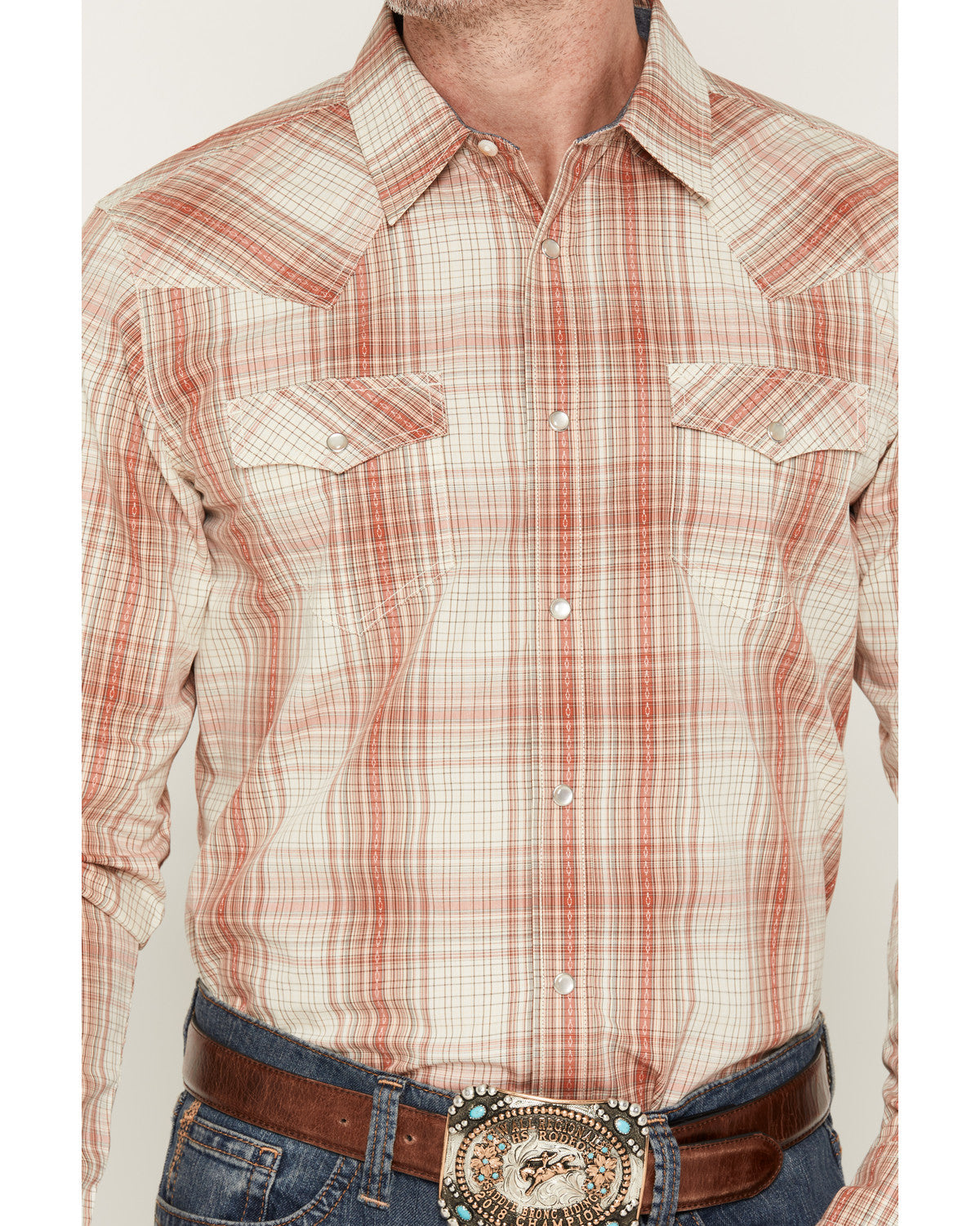 Cody James Men's Legend Dobby Plaid Print Long Sleeve Snap Western Shi