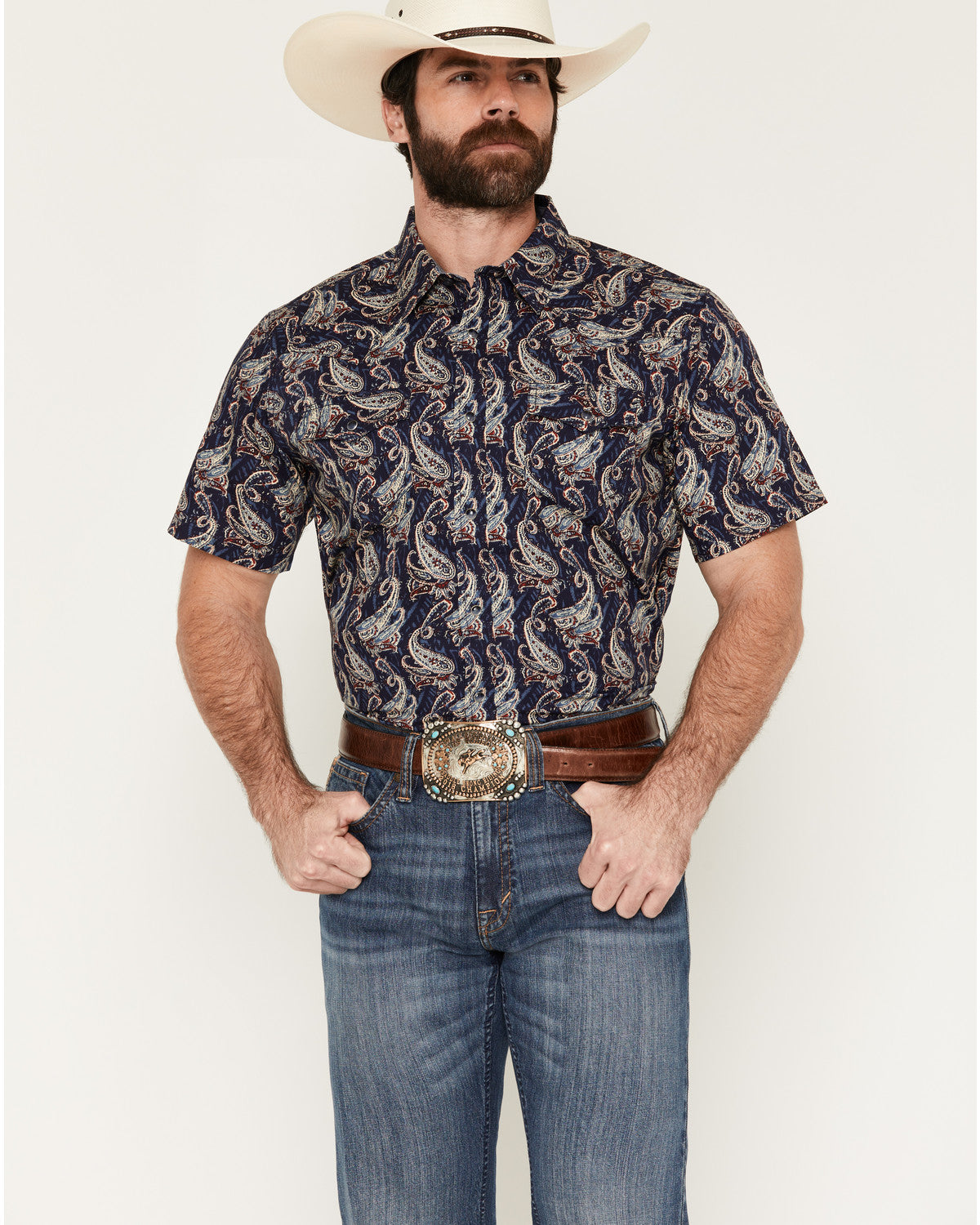 Cody James Men's Easy Livin' Paisley Print Short Sleeve Snap Western S