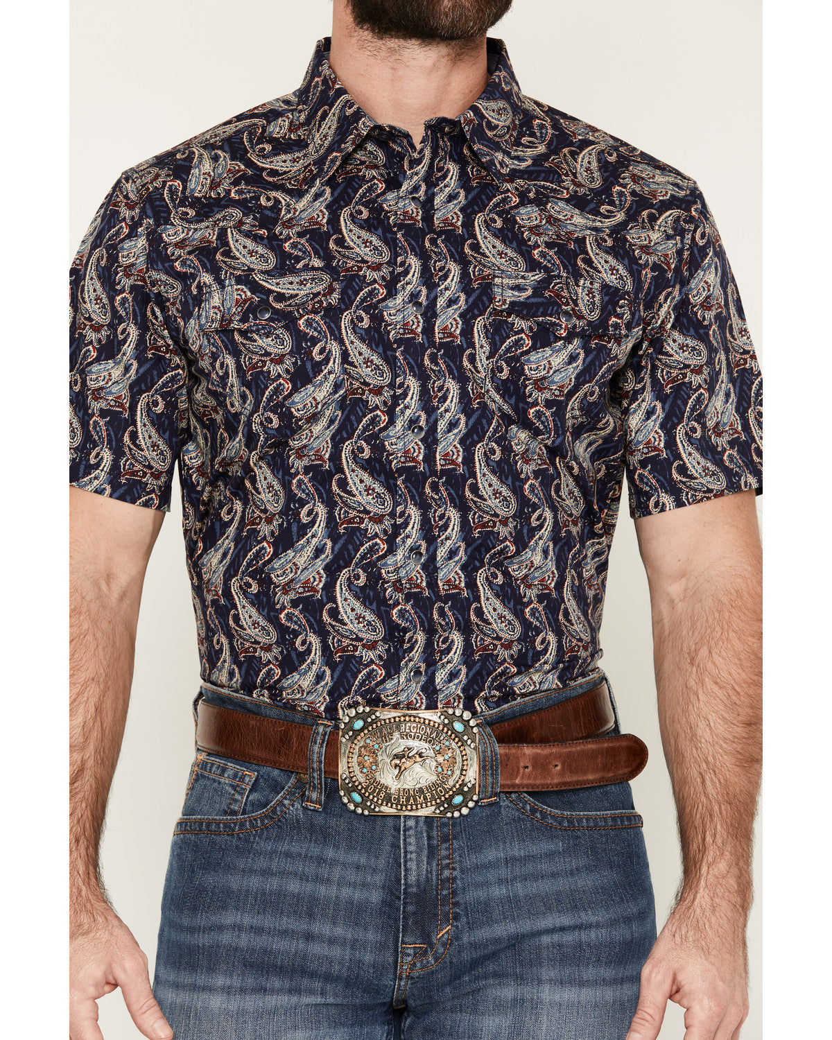Cody James Men's Easy Livin' Paisley Print Short Sleeve Snap Western S