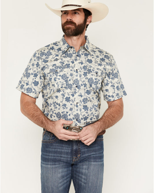 Cody James Men's Botanical Floral Print Short Sleeve Snap Western Shir
