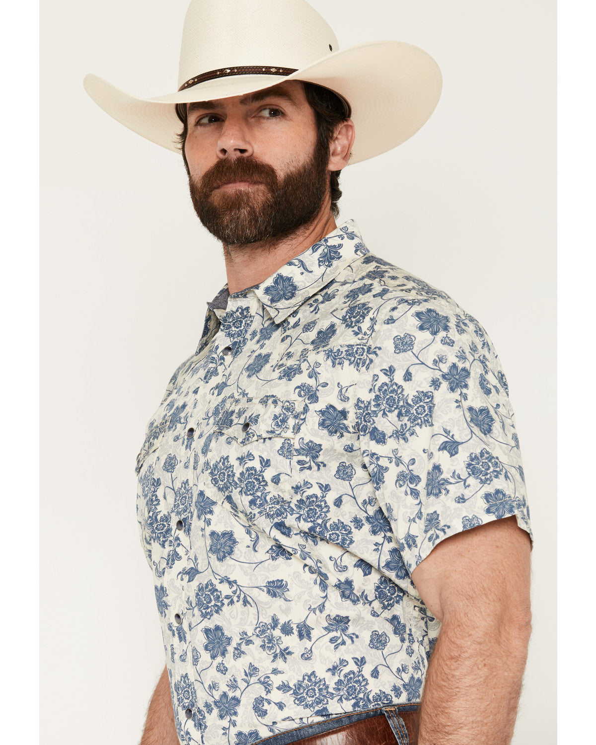 Cody James Men's Botanical Floral Print Short Sleeve Snap Western Shir