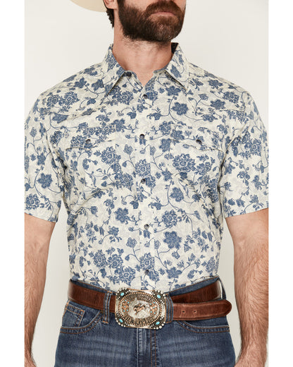 Cody James Men's Botanical Floral Print Short Sleeve Snap Western Shir