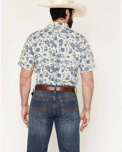 Cody James Men's Botanical Floral Print Short Sleeve Snap Western Shir