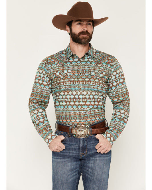 Cody James Men's Woodward Southwestern Long Sleeve Snap Western Shirt