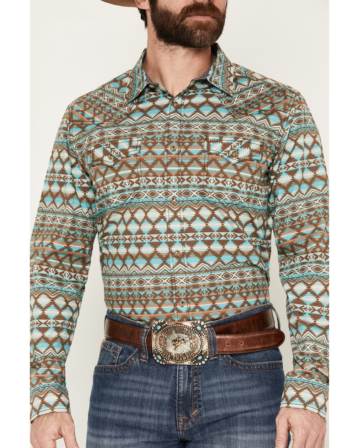 Cody James Men's Woodward Southwestern Long Sleeve Snap Western Shirt