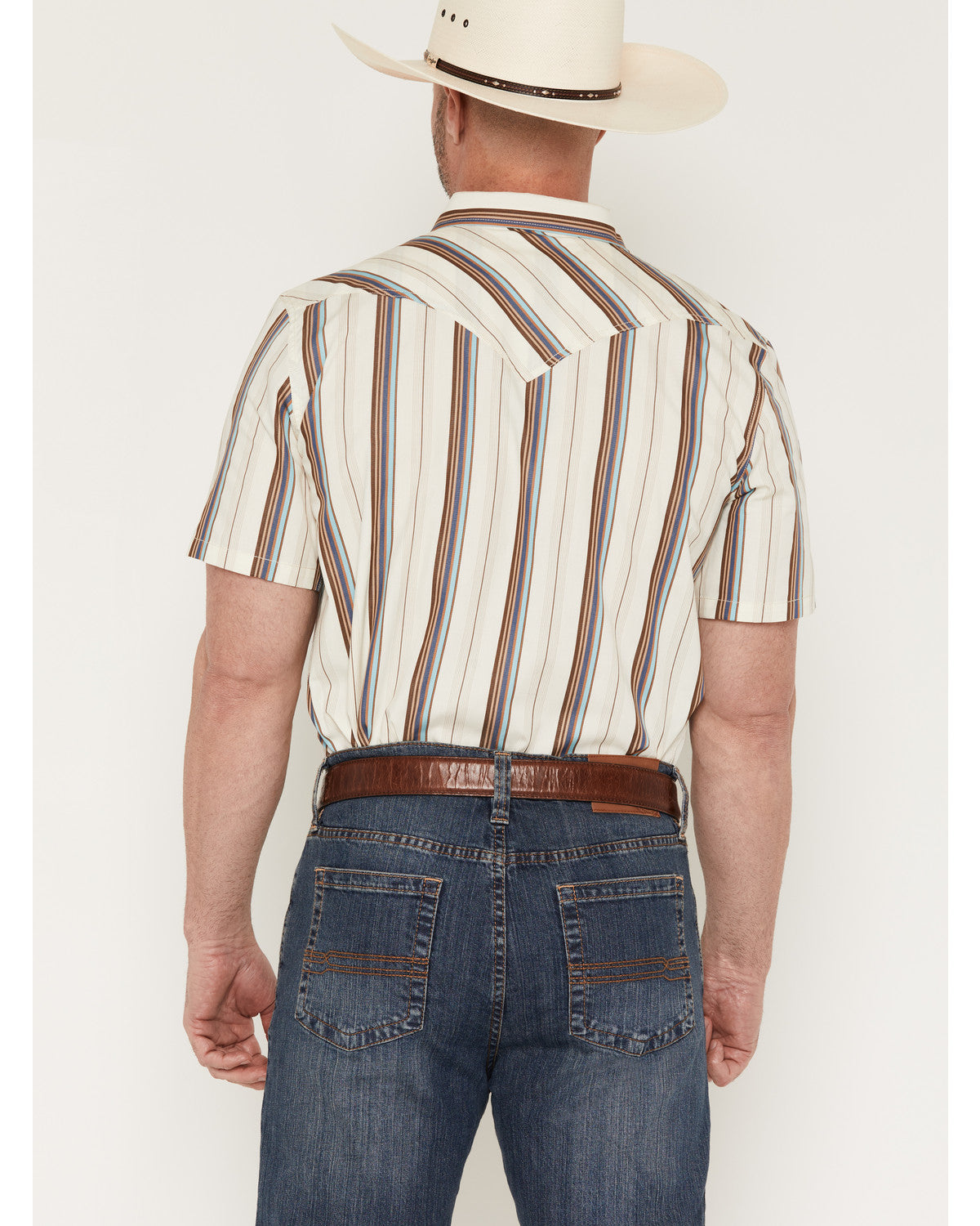 Cody James Men's Bootcutger Stripe Print Short Sleeve Snap Western Shi