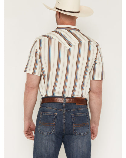 Cody James Men's Bootcutger Stripe Print Short Sleeve Snap Western Shi