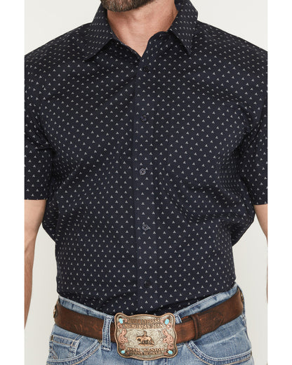 Cody James Men's Barrel Rider Geo Print Short Sleeve Button-Down Stret