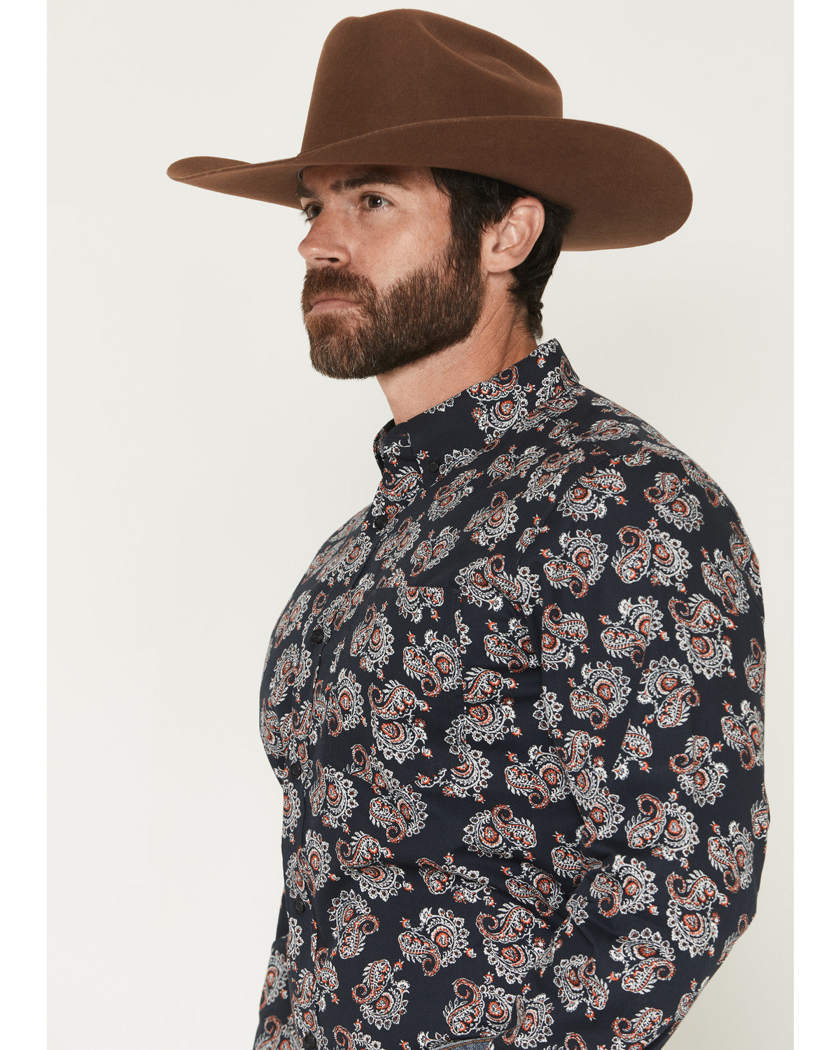 Cody James Men's Truett Paisley Print Long Sleeve Button-Down Western