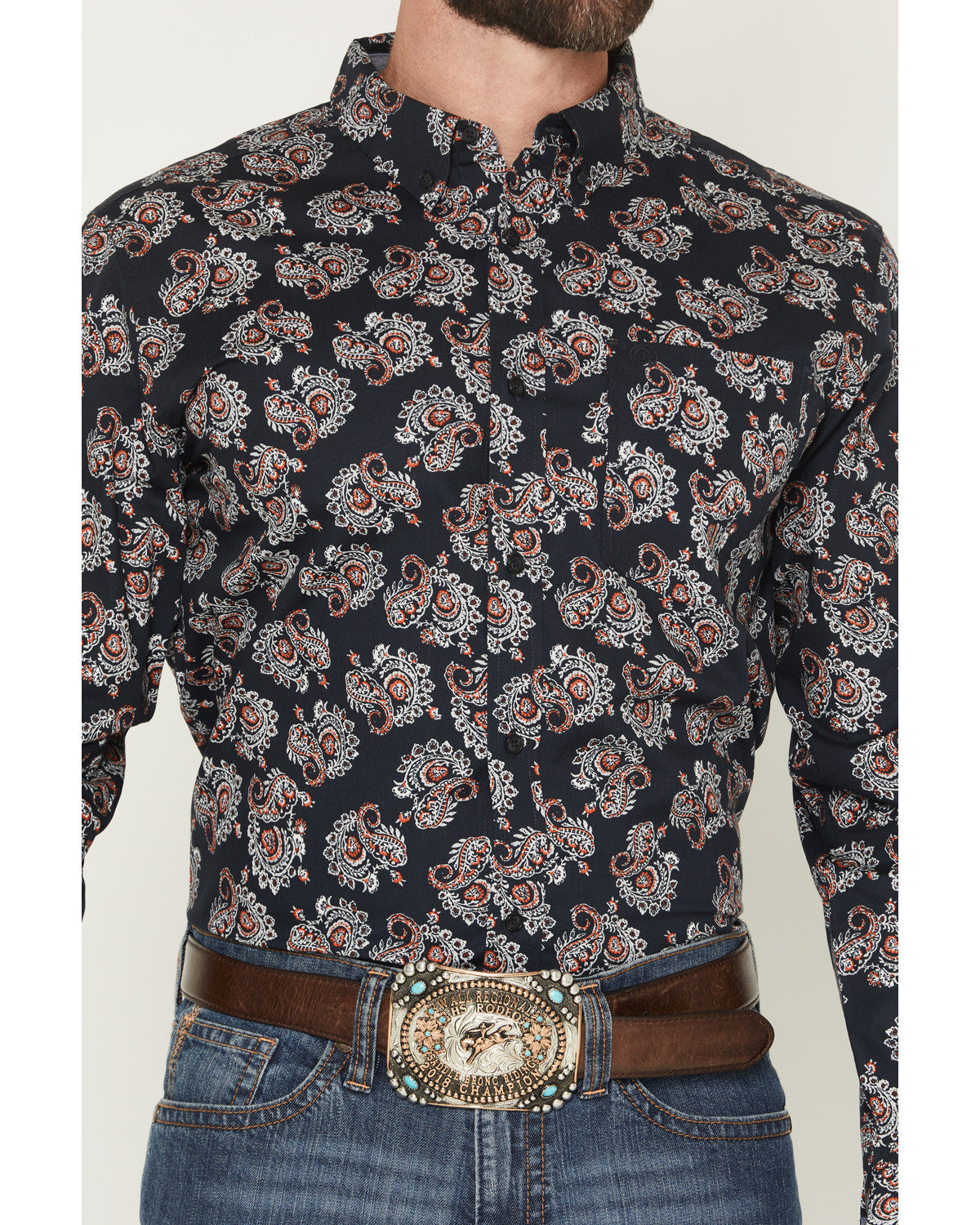 Cody James Men's Truett Paisley Print Long Sleeve Button-Down Western