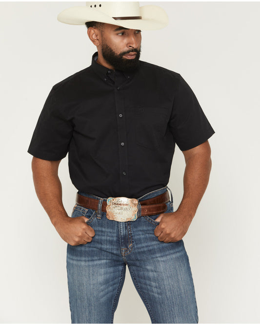 Cody James Men's Basic Solid Short Sleeve Button-Down Stretch Western