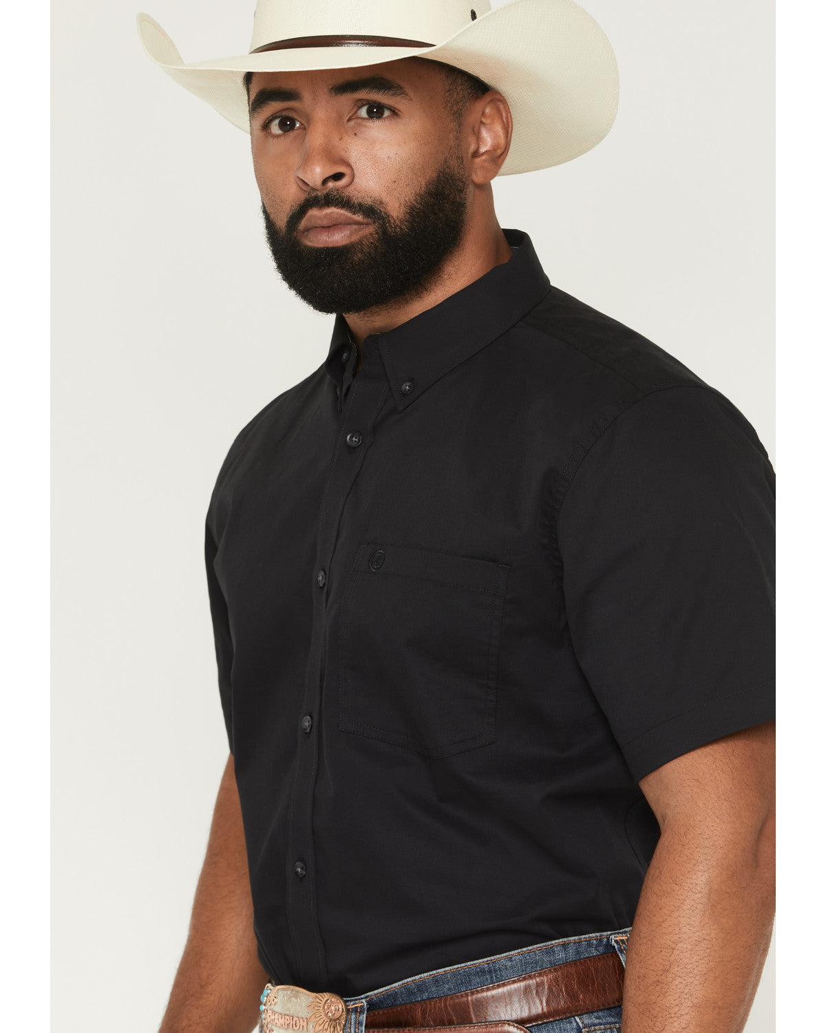 Cody James Men's Basic Solid Short Sleeve Button-Down Stretch Western
