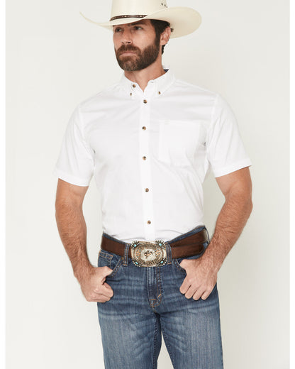 Cody James Men's Basic Solid Short Sleeve Button-Down Stretch Western