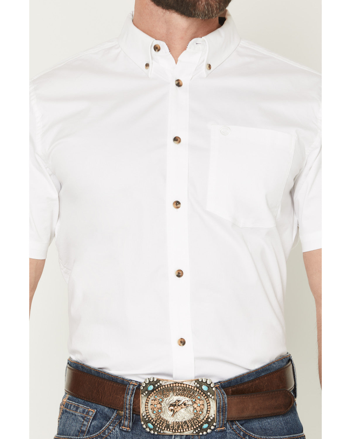Cody James Men's Basic Solid Short Sleeve Button-Down Stretch Western