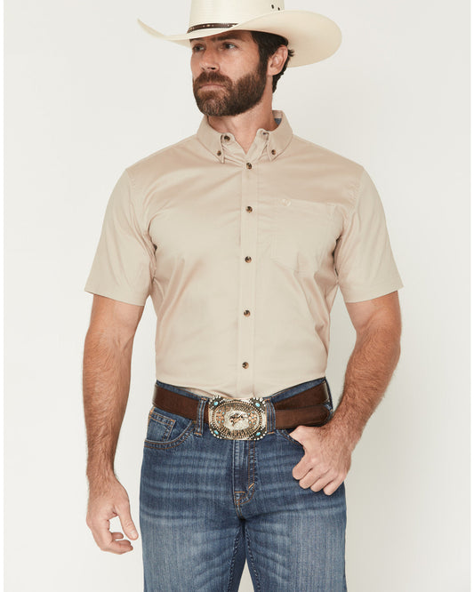 Cody James Men's Basic Solid Short Sleeve Button-Down Stretch Western