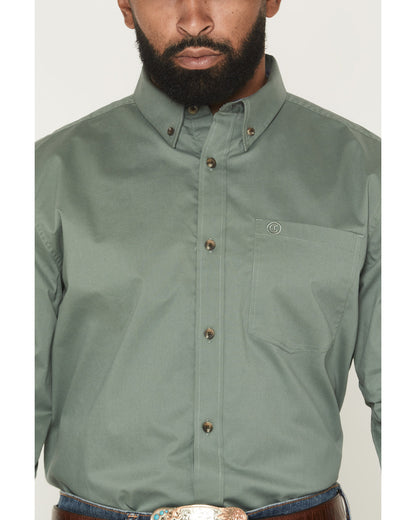 Cody James Men's Basic Solid Long Sleeve Button-Down Stretch Western S