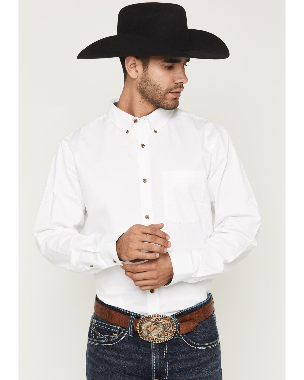 Cody James Men's Basic Solid Long Sleeve Button-Down Stretch Western S