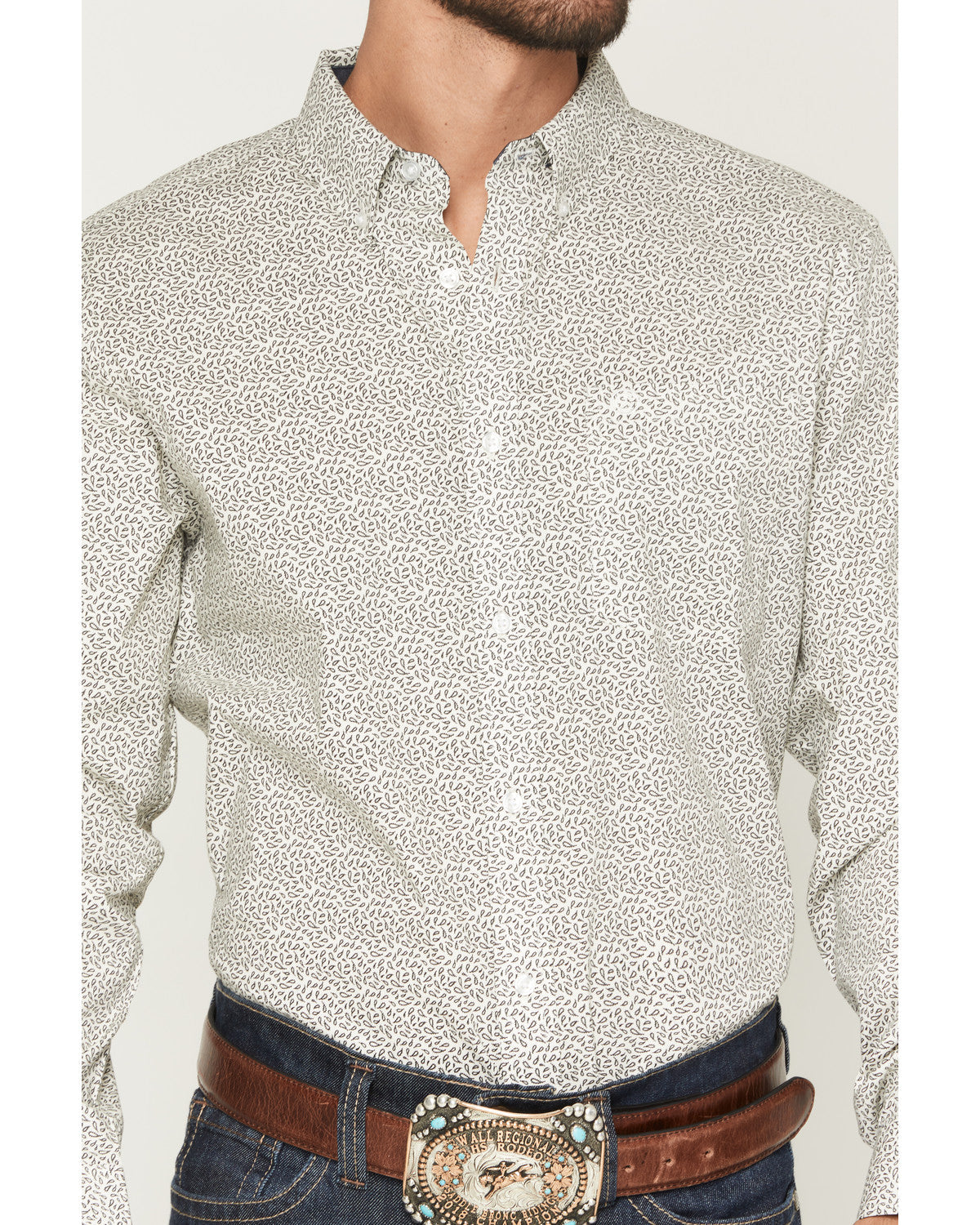 Cody James Men's Rhett Micro Paisley Print Long Sleeve Button-Down Str