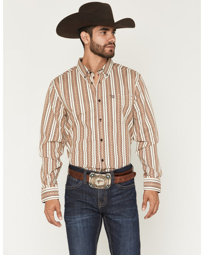 Cody James Men's Waylon Geo Stripe Print Long Sleeve Button-Down Stret