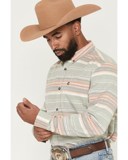 Cody James Men's Harlan Striped Print Long Sleeve Button-Down Western