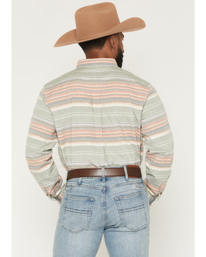 Cody James Men's Harlan Striped Print Long Sleeve Button-Down Western