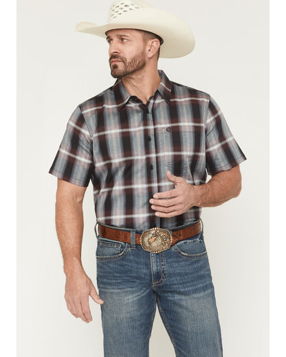 Cody James Men's Bowen Plaid Print Short Sleeve Button-Down Stretch We