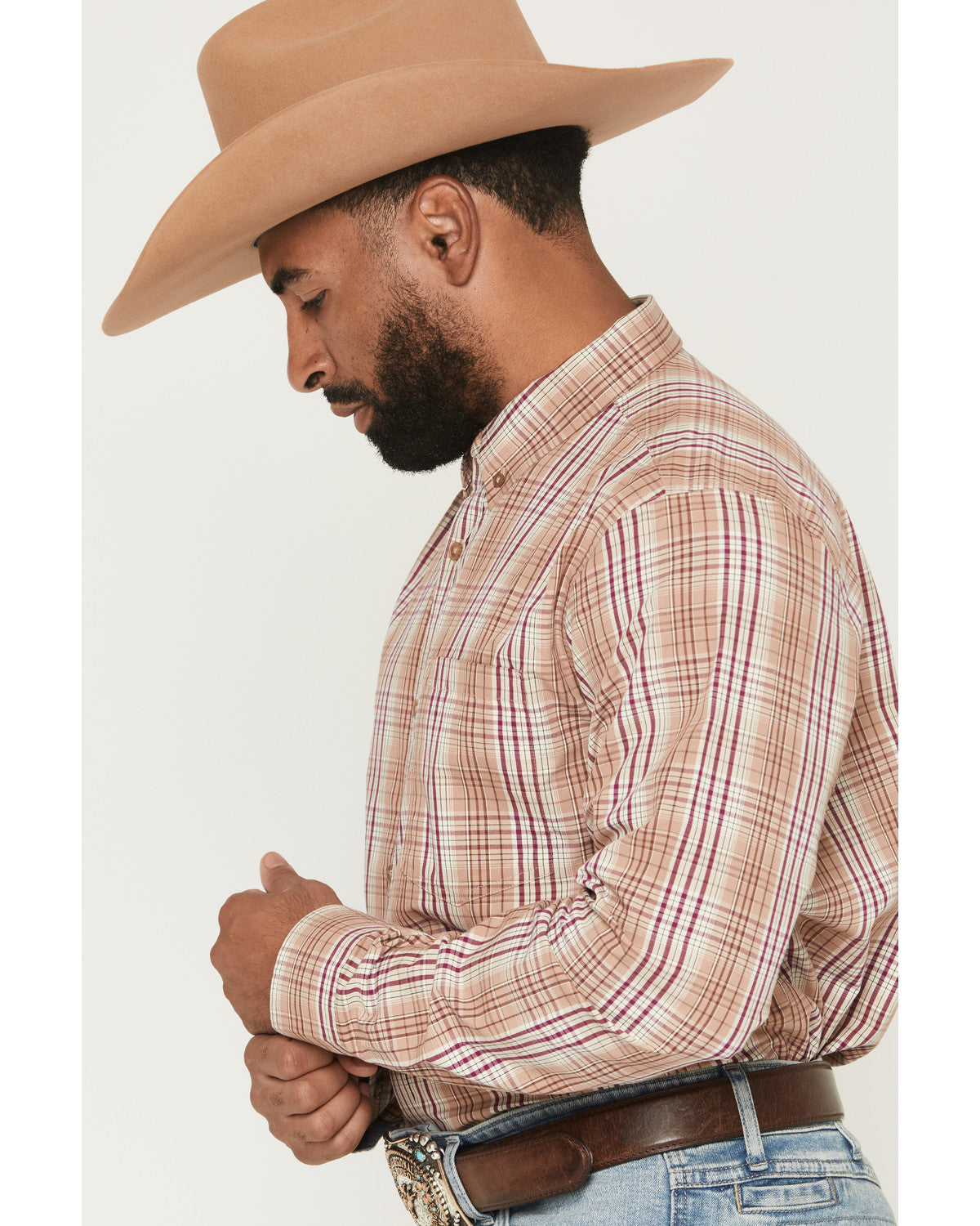 Cody James Men's Bodie Plaid Print Long Sleeve Button-Down Stretch Wes