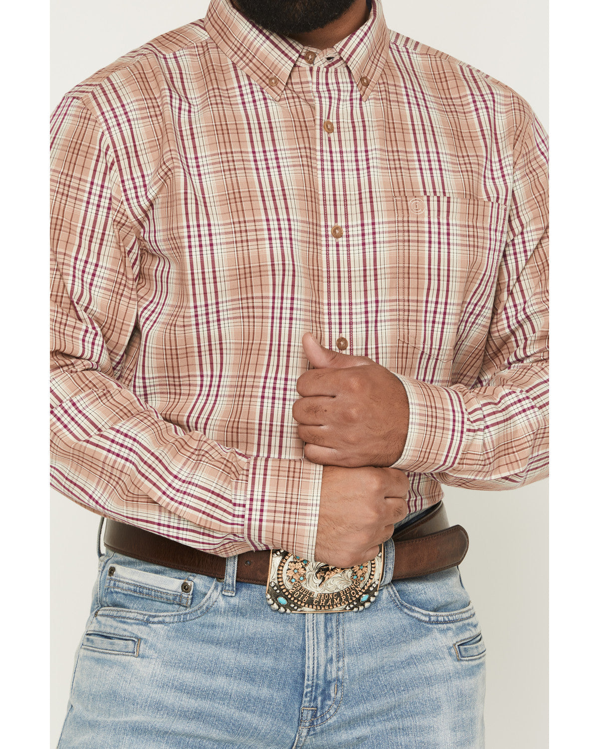 Cody James Men's Bodie Plaid Print Long Sleeve Button-Down Stretch Wes