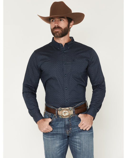 Cody James Men's Tripp Micro Geo Print Long Sleeve Button-Down Stretch